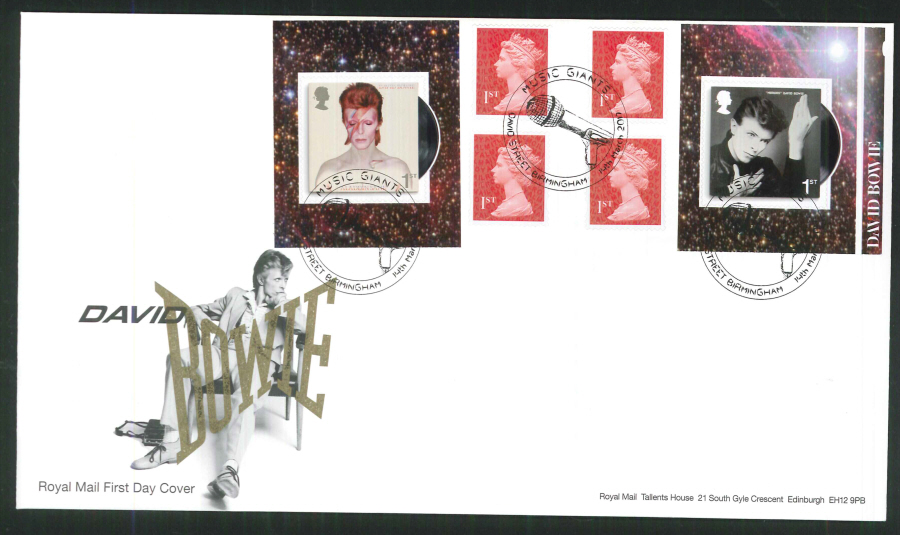 2017 - First Day Cover "David Bowie" - Retail Book Music Giants, David Street, Birmingham Postmark - Click Image to Close